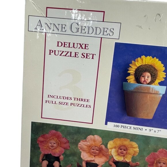 Anne Geddes Deluxe Puzzle Set 3 Puzzles 100/550/700 Pieces Baby Flower Theme - Picture 3 of 4